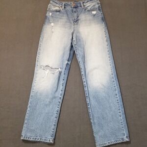 BCBGeneration Skater Straight Jeans Womens 7/28 Blue Distressed High Rise